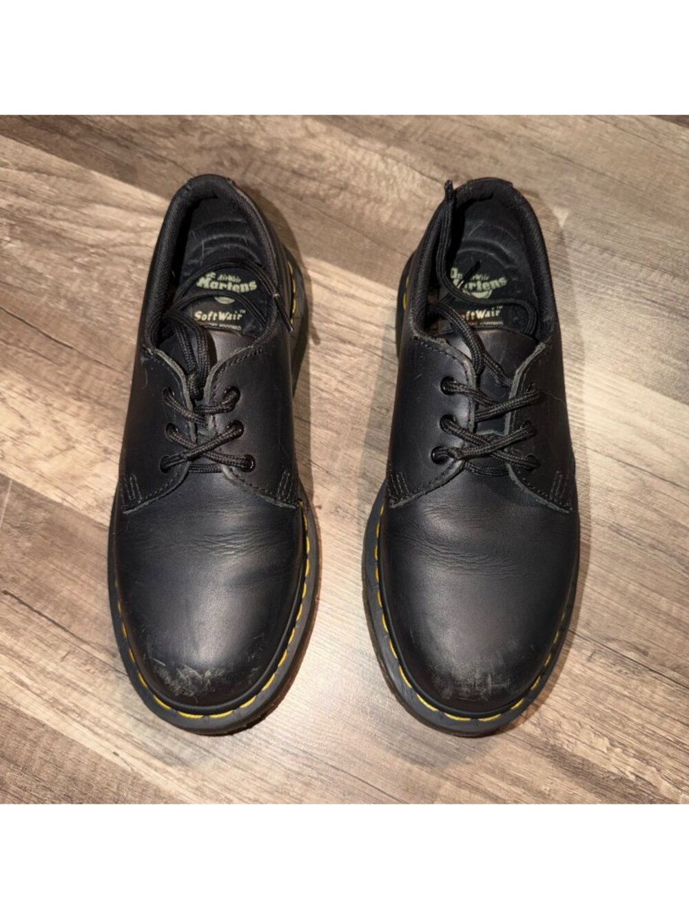 Dr. Martens Black Leather SoftWair Slip-Resistant Oxfords US Mens 6